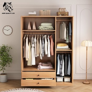 chinese factory cheapest customization in stock ready to ship armoire unique design bedroom furniture wooden <b>clothes</b> wardrobe - Product Image 2