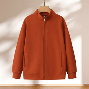 <b>Men's</b> Stand Collar 100% Cotton <b>Fleece</b> <b>Jacket</b> Solid Color Zip-Up Thermal <b>Lined</b> Eco-Friendly Loose Fit Winter Outerwear - Product Image 4