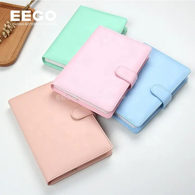Wholesale Notebook 6 Rings Planner Agenda Budget Binder Macaron Candy Color PU Leather Cover A5 A6 Binder