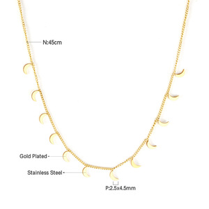Collar de acero inoxidable para damas Estrellas <span class=keywords><strong>y</strong></span> Luna sin deslustre Collar de acero inoxidable triangular chapado en oro - Product Image 4