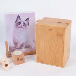 Boîte à urne en bambou avec couvercle coulissant à interrupteur caché, pour cendres d'animaux de compagnie, boîte à souvenirs en bambou, urne pour animaux de compagnie, chat, chien, crémation - Product Image 6