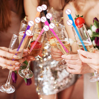 Fournitures de fête d'enterrement de vie de jeune fille, décorations de fête de poule, pénis de mariage adulte paille en plastique paille de boisson de nuit pour filles, vente en gros