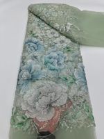 NI.AI Version Améliorée Tissu en Dentelle Florale 3D Exquise Brodé de Perles et de Dentelle Festonnée en Tulle pour Mariage
