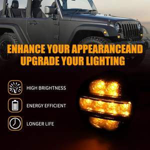 Nouveaux feux de signalisation LED <span class=keywords><strong>pour</strong></span> calandre avant avec lentilles fumées <span class=keywords><strong>pour</strong></span> Wrangler JK JKU 2007-2017, LED ambre - Product Image 2