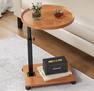 Small Metal Side <strong>Table</strong> Slender-Topped Round-Ended Storage Shelves Compact Coffee <strong>Table</strong> Wheels Modern Living Room Dining <strong>Table</strong> - Product Image 6