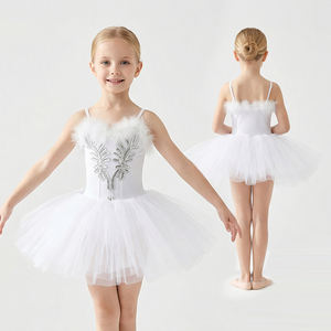 Vestido de Ballet Profesional Fitdance Kids White Swan para Niñas, con Plumas y Pedrería, Disfraz para Actuaciones en Escenario, Disponible en Stock - Product Image 1