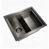 Évier de bar carré noir au design moderne, fait main, en acier inoxydable 304, à encastrer sous plan, facile à nettoyer, surface brillante
