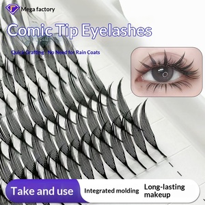 Pestañas postizas de punta Comic Tower hechas a mano, de injerto rápido, sin sellador, ultra suaves, de 0.07MM, en racimo individual, de fibra de algodón negra - Product Image 5