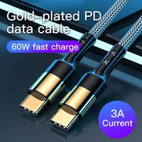 Cable de Carga Rápida PD de 60W Tipo-C a Tipo-C, 1.2M, Cobre Puro, Nylon, Chapado en Oro, USB para iPhone 15 y Computadora