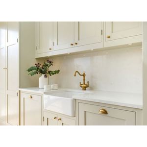 Meubles d'îlot de cuisine en laque de luxe sur mesure, cuisine blanche, armoires de cuisine modulaires de style shaker, ensemble complet avec évier - Product Image 4
