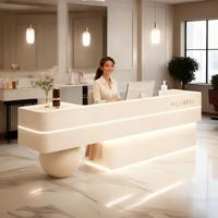 Comptoir de caisse, salon de beauté, salon de coiffure, comptoir de bar, réception minimaliste moderne, hôtel, hôpital, bureau de réception, lumière LED, bois MDF