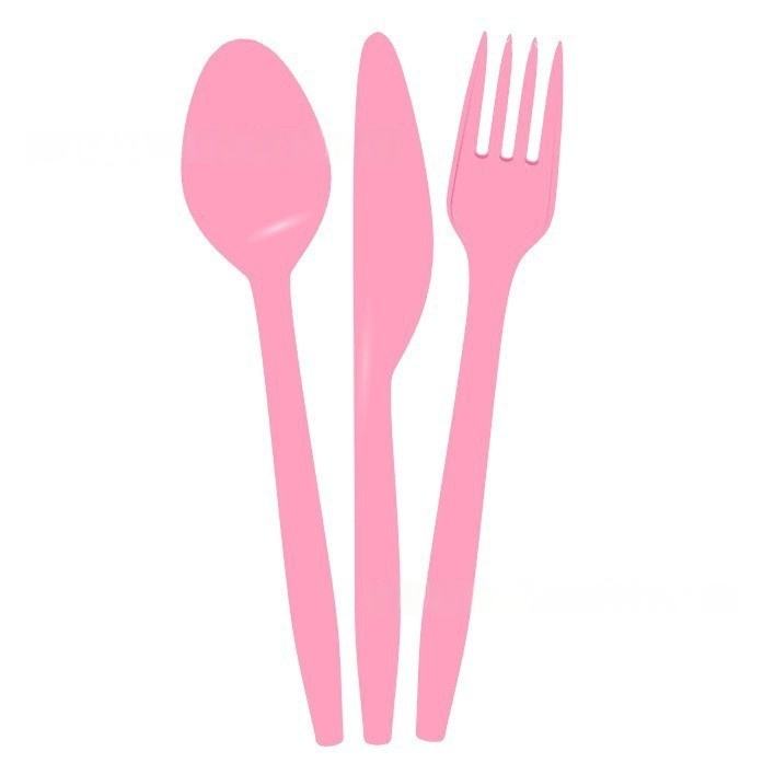 Pink     knife fork spoon * 24pcs