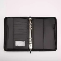 Günstige Business Notepad PU Lederbezug Konferenz Journal Ring Binder Notebook Tasche Planer Notebook mit Metall reiß verschluss
