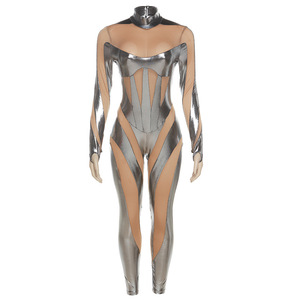 Nouvelle combinaison moulante sexy pour femme, taille haute, en maille transparente, style hipster, tendance - Product Image 5