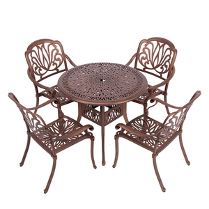 Ensemble bistro <span class=keywords><strong>patio</strong></span> 5 pièces en aluminium coulé-Table d'extérieur ronde en métal avec trou pour parapluie et <span class=keywords><strong>4</strong></span> chaises de jardin pour terrasse - Product Image 1