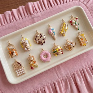 Nouvelle série de desserts : Pendentifs DIY pour femmes (chips de pommes de terre, gâteau glacé, hot-dog, <span class=keywords><strong>pizza</strong></span>, burger) – Accessoires de bijoux en gros - Product Image 2