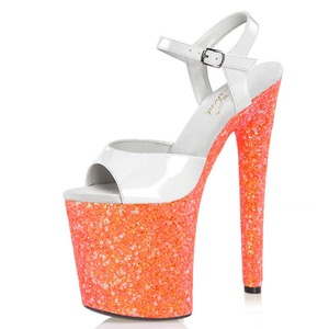 Sandalias de tacón alto de plataforma de 20 cm con lentejuelas naranjas, tacón fino, para pole dance, pasarela, banquetes, para mujer - Product Image 3