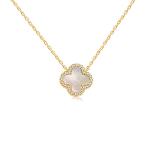 Colgante de flor de la suerte chapado en oro de 18 quilates de acero inoxidable de alta calidad, collar de ágata Natural para hombres y mujeres, accesorios - Product Image 4