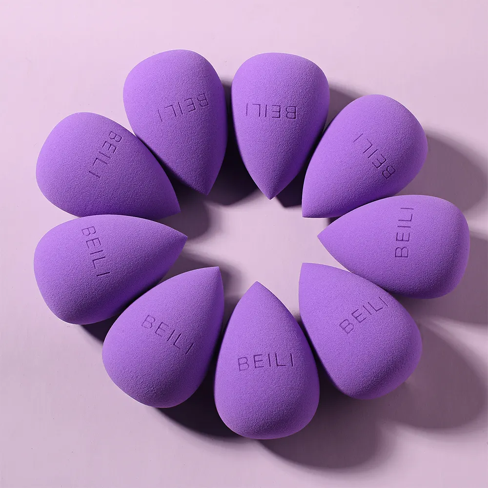 BEILI best selling free samples makeup sponge private label wholesale custom logo purple foundation powder puff make up sponge