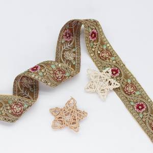 Ruban de broderie florale multicolore, garniture en dentelle, ruban d'accessoire de couture ethnique - Product Image 3