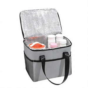Sac isotherme pour déjeuner 2 personnes avec fermeture éclair, doublure PEVA, tissu Oxford, portable, pliable, design carré pour usage extérieur - Product Image 3