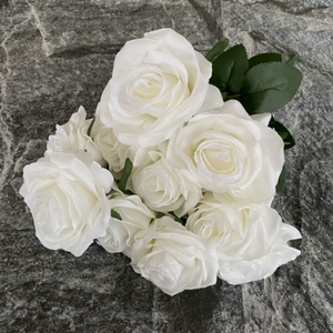 Ramo de Rosas de Seda Rojas y Blancas al por Mayor, 10 Cabezas, Flores Artificiales para Decoración de Bodas, Día de <span class=keywords><strong>San</strong></span> Valentín - Product Image 3