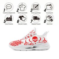 Chaussures de course respirantes en maille avec amorti, motif crâne, impression par sublimation de logo personnalisé, OEM/ODM pour hommes et femmes