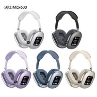 Headset Nirkabel Over-Ear Akz Max600 JL dengan Layar Digital RGB, Pembaca Kartu, Earphone Dinamis ANC LED, Tahan Air IPX-5