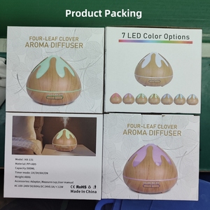 Humidificateur d'air télécommandé 500ml avec logo personnalisé Diffuseur d'arômes d'huile volcanique électrique ultrasonique portable Trèfle à quatre feuilles en bois - Product Image 6