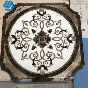 सुंदर फूल जड़ना वर्ग पानी जेट संगमरमर का फर्श पदकों - Product Image 6