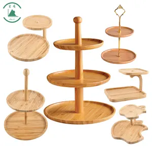 Hongshun Factory Direct Wood 3 Tier Cupcake Stand and Serving Tray for Donuts and Desserts Buffet Display Serving Platter