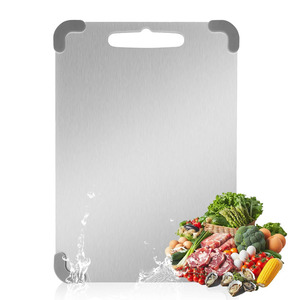 Tabla de Cortar Creativa Antideslizante de Acero Inoxidable 201 de 1.0 mm con Diseño de Esquinas para Carne, Frutas y Amasar, Ecológica - Product Image 1