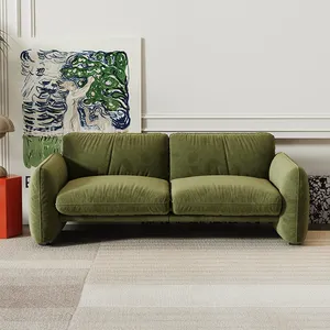 意大利设计奢华绿色白色天鹅绒leathaire织物沙发沙发套装家具客厅