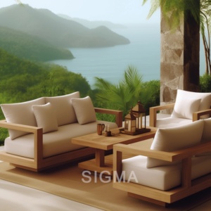Usine vente entière teck cadre tissu imperméable nouveau Design jardin <span class=keywords><strong>été</strong></span> cour l-forme canapé <span class=keywords><strong>salon</strong></span> - Product Image 4