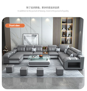 Bộ ghế sofa chữ U hiện đại, tùy chỉnh, bán chạy, chất liệu da/vải, kiểu dáng chữ L, có cổng USB và âm thanh, bộ ghế góc - Product Image 2