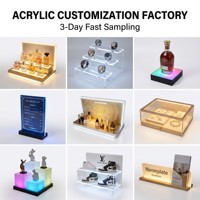 Support de présentation cosmétique en acrylique lumineux LED de luxe, organisateur de maquillage éclairé sur mesure, fournisseur en gros