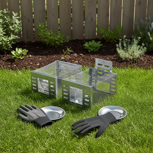 Trampa automática para ratas de acero inoxidable, jaula viva para animales pequeños, control de plagas, uso en el hogar y el jardín, 2 uds. - Product Image 2