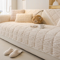 Housse de canapé en velours polaire de coton antidérapante moderne, coussin droit en peluche, housse de fauteuil, lavage à la main
