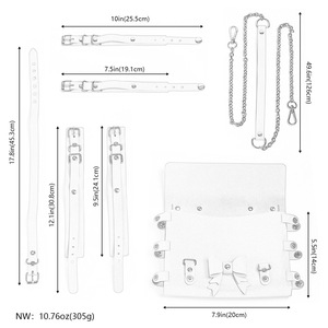 Lot de 4 pièces SM pour adultes : Collier, menottes et attaches de cheville en PU, 4 couleurs, avec sac de rangement pour couple - Product Image 2