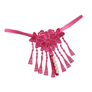 String sexy avec broderie, pompon, perles, dentelle ajourée, lingerie pour femmes, rose, bleu, rouge, noir, blanc, nylon - Product Image 5