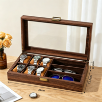 Boîte de rangement vintage en cuir grain de bois pour lunettes et montres, étui anti-poussière pour bijoux, présentoir à bijoux - Grande Vente