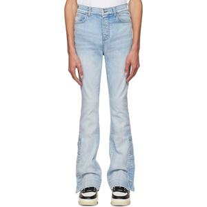 Jean évasé bleu clair personnalisé pour homme, coupe bootcut extensible avec fente ouverte à la cheville - Product Image 2