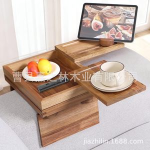 Plateau créatif en bois pour accoudoir de canapé 25x25x22cm avec porte-gobelet pour usage domestique - Product Image 1