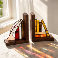 Porte-livres et supports en verre teinté vintage faits à la main sur mesure - Décoration de bureau personnalisable
