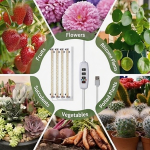   Bandes lumineuses LED rouges et bleues pour la croissance des plantes, avec minuterie automatique, spectre complet, pour plantes d'intérieur et ornementales de bureau - Product Image 3