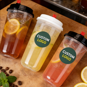 Gobelet en plastique de 12 oz avec couvercle plat en PLA pour boissons froides, gobelet en plastique pour jus de 500 ml - Product Image 4