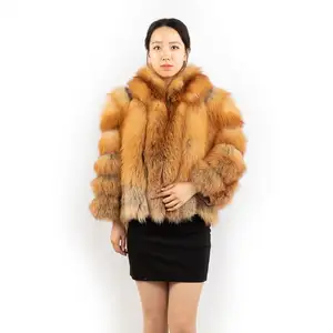 DH IATOYW großhandel luxus 60cm lange frauen pelz jacke mode echt red fox pelzmantel