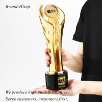 Trophée en métal plaqué or personnalisé Hitop, design 3D avec base en cristal, impression UV, pour événements sportifs, cadeau pour les champions