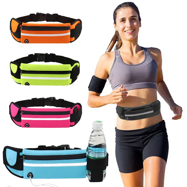 Outdoor Neoprene Waterproof Sport Waist Bag With Water Bottle Holder for Hiking Cycling Running Belt