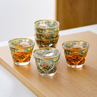 Nouvel ensemble de tasses en verre rétro de luxe léger, style Moyen-Orient, avec bordure dorée, pour thé noir et vin, idéal pour hôtels et cadeaux, service à thé pour la maison